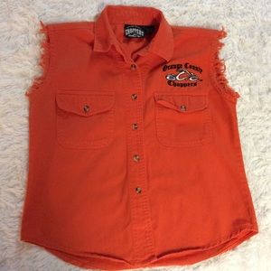 Orange County Choppers Orange Denim Cut Off Shirt